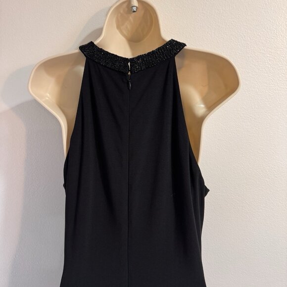 Lauren Ralph Lauren Gown Maxi Dress 14 Formal Party Cocktail Black White Beaded - Picture 6 of 11